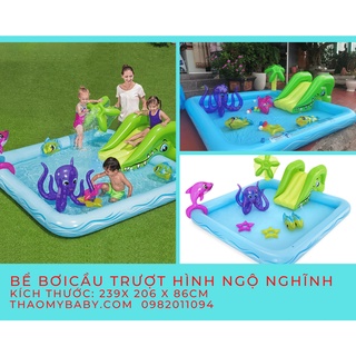 Bể bơi cầu trượt hình ngộ nghĩnh cho bé