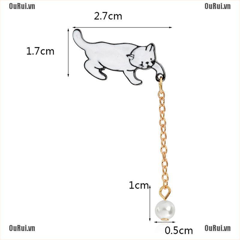 Hoa Tai Hình Mèo Tráng Men Thời Trang