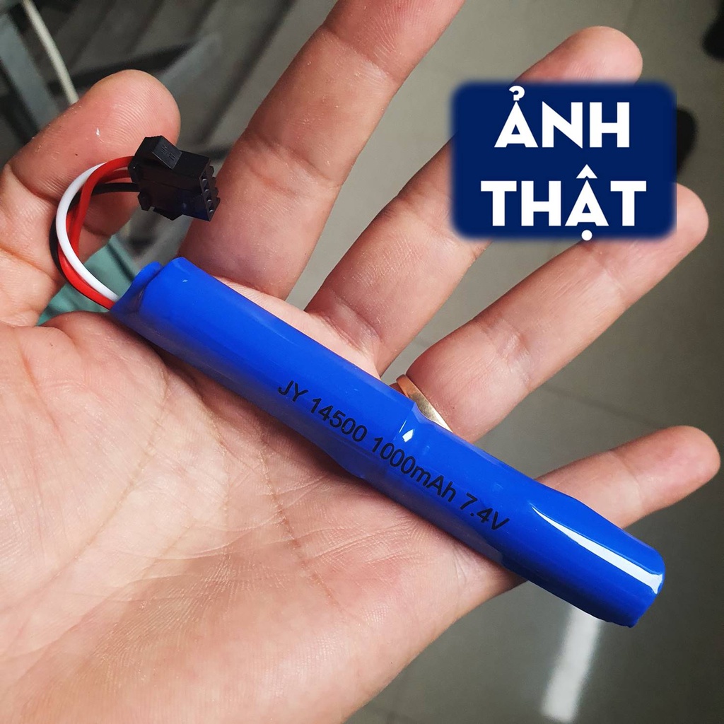 Pin Sạc Lithium 14500 7.4V 1000mAh 800mAh SM-4P Loại Dài