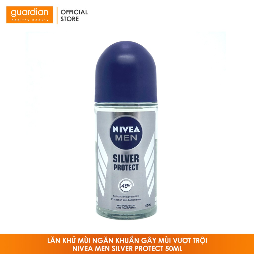 Lăn khử mùi ngăn khuẩn gây mùi vượt trội Nivea Men Silver Protect 50ml