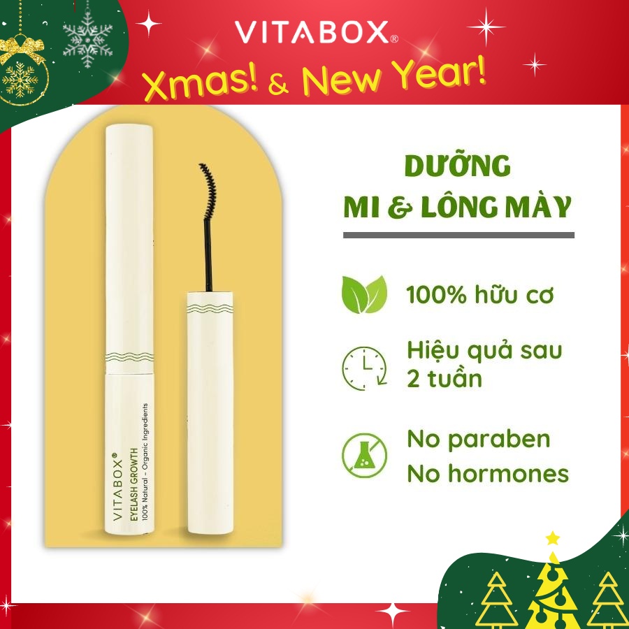 Dưỡng mi và lông mày VITABOX - dưỡng dài, làm dày, giảm rụng hiệu quả, đầu chuốt mảnh - mascara eyelash grow serum