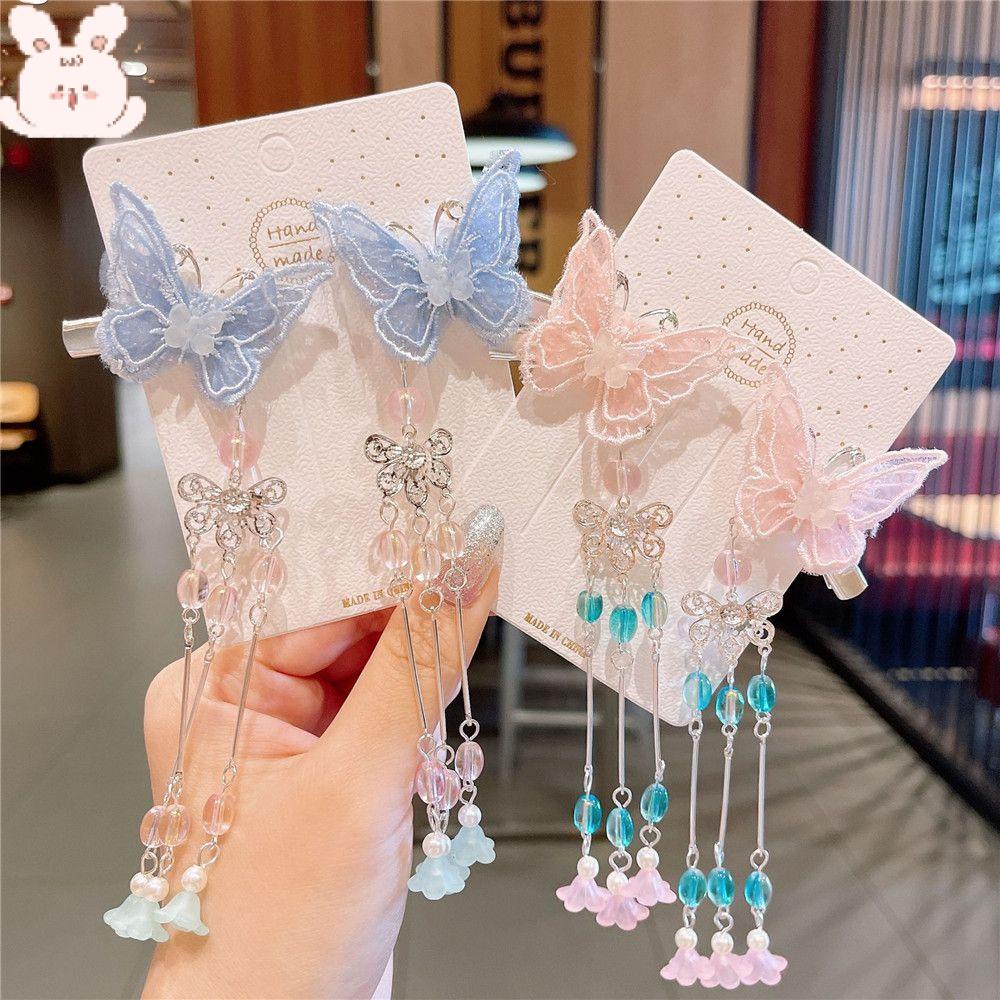 2pcs/set Girls Cute Colorful Butterfly Hairpins/Antique