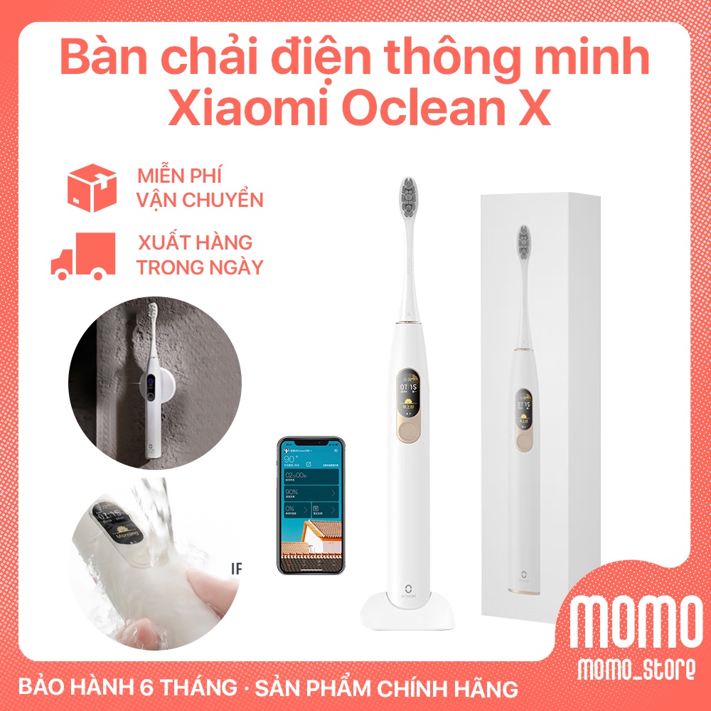 Bàn chải điện thông minh Xiaomi Oclean X với màn hình cảm ứng, sạc nhanh, kết nối app, chống nước IPX7