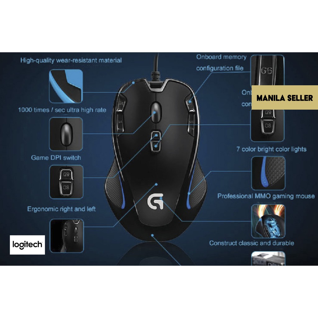 Logitech G300s Optical Gaming Mouse - Authentic wired racing game mechanical mouse eating chicken desktop macro