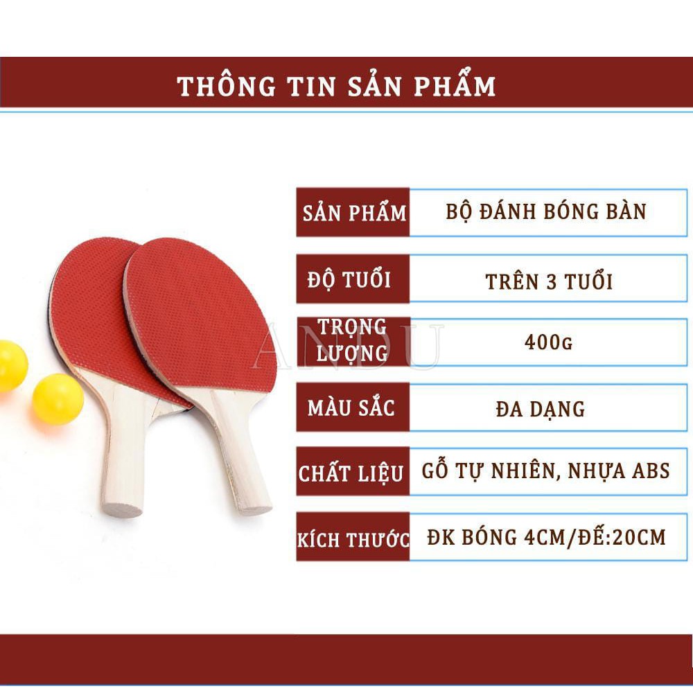 Bộ Bóng Bàn Tập Phản Xạ, Đồ Chơi Cho Bé Không Cần Bàn Kèm 4 Bóng Bàn Nhựa ABS