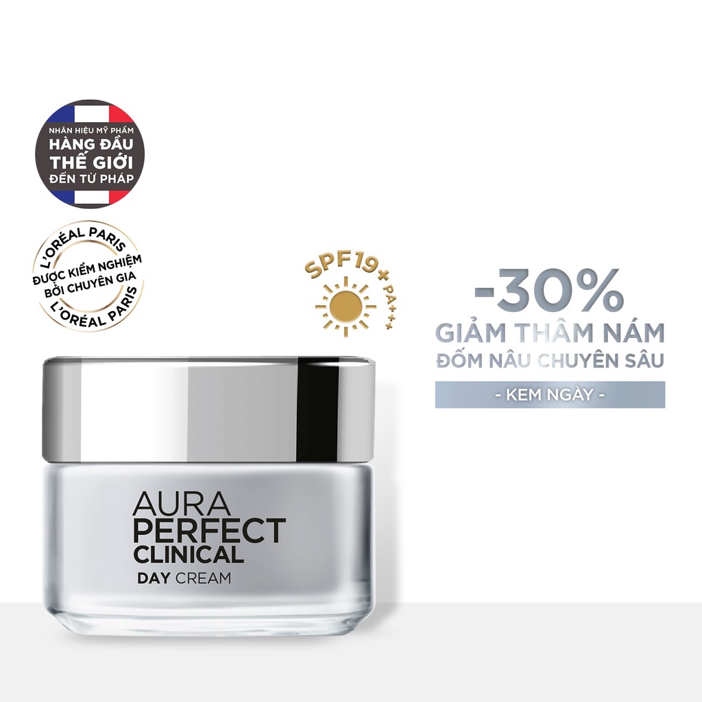 Kem Dưỡng Da Trắng Mịn Và Giảm Thâm Nám LOreal Paris Aura Perfect Clinical Ngày SPF L'oreal White 19/PA+++