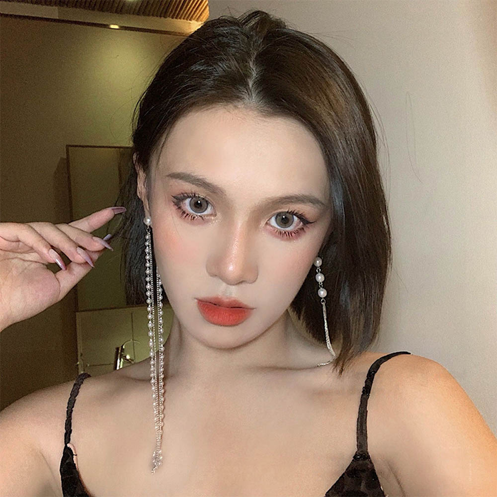 Cặp Bông Tai Dài Tua Rua Thời Trang Nữ