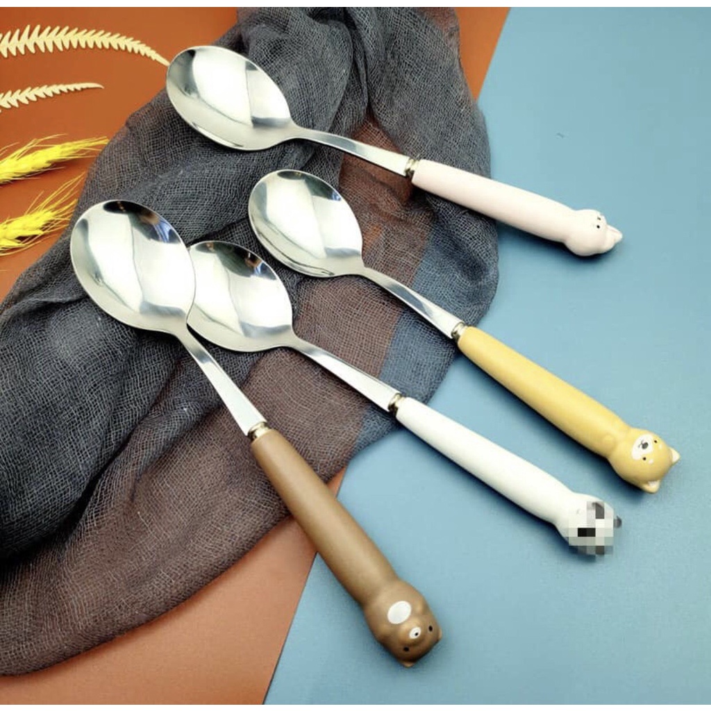 Thìa INOX 304 Cao Cấp Hình Thú Ngô Nghĩnh Cho Bé