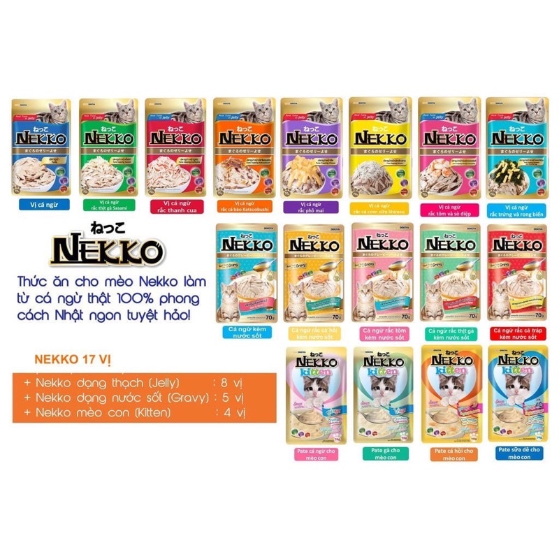 Pate NEKKO cho Mèo Mix Đủ Vị Gói 70Gr | Vie PETSHOP