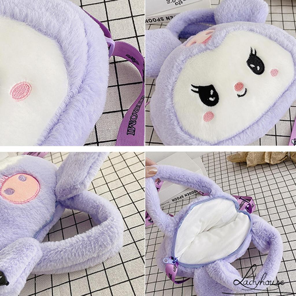 Túi đeo chéo vai hình chú chó/thỏ hoạt hình nhồi bông dễ thương cho bé gái