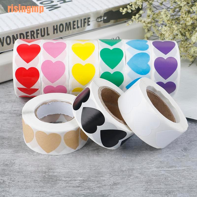 Cuộn 500 Miếng Dán Niêm Phong Hình Trái Tim Xinh Xắn