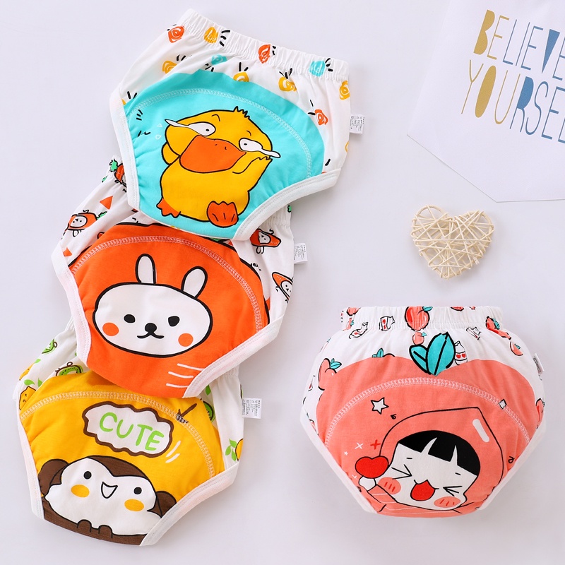 Tã quần cotton mỏng họa tiết hoạt hình dễ thương thời trang mùa hè dành cho bé tập đi vệ sinh LUCKY BIG CAT