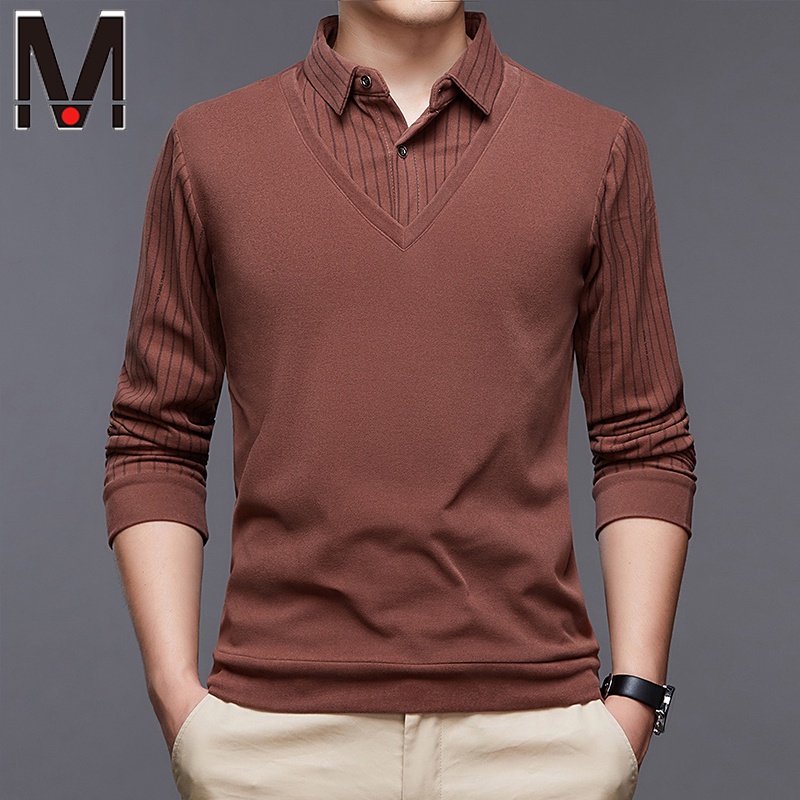 Áo polo cotton dài tay thời trang công sở 5 màu tuỳ chọn cho nam