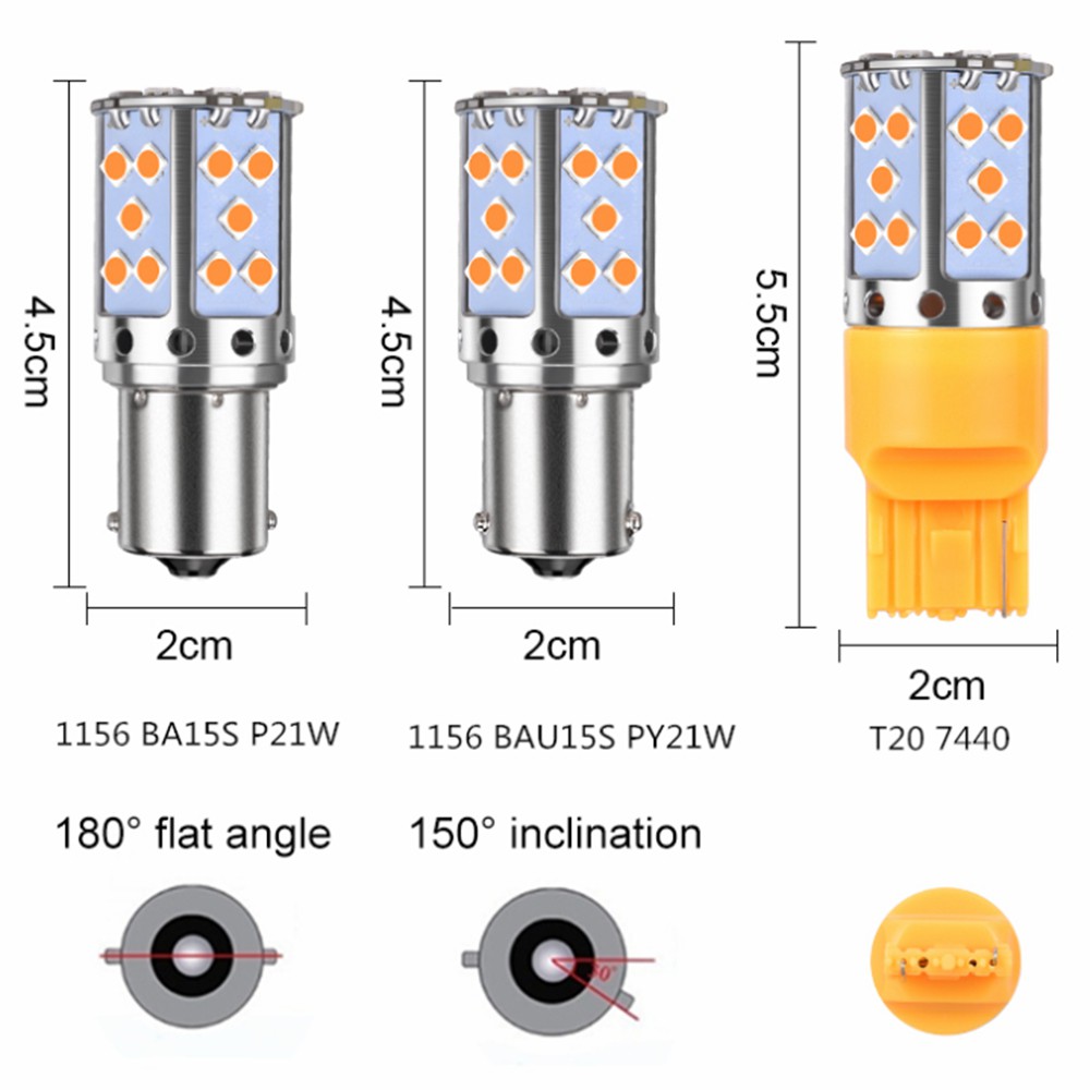 Bóng Đèn Led Phanh Thắng / Xi Nhan Nhiều Màu 35smd T20 7440 Ba15S P21W 1156 Bau15S Py21W 3030