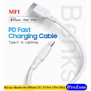 Bộ củ + cáp sạc nhanh Benks MFI cho IP 11 , 11 Pro , 11 Pro Max chính hãng cao cấp xuất khẩu EU