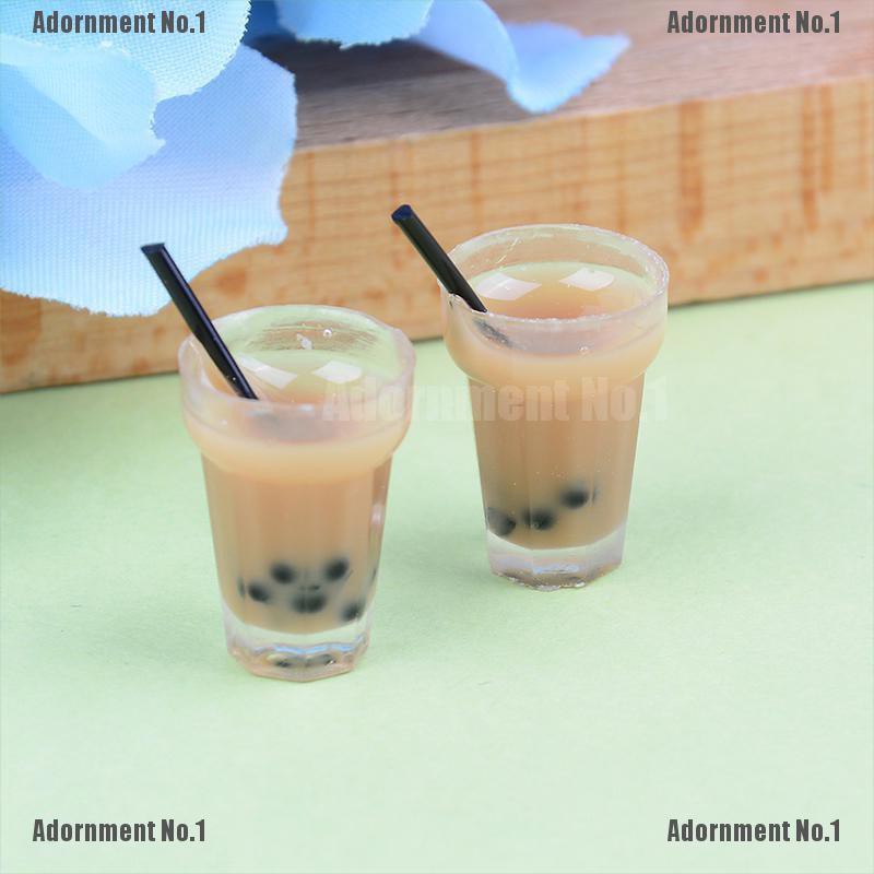 [AdornmentNo1]  2PC Doll house miniature tea with milk cups food drink beverage toy decor