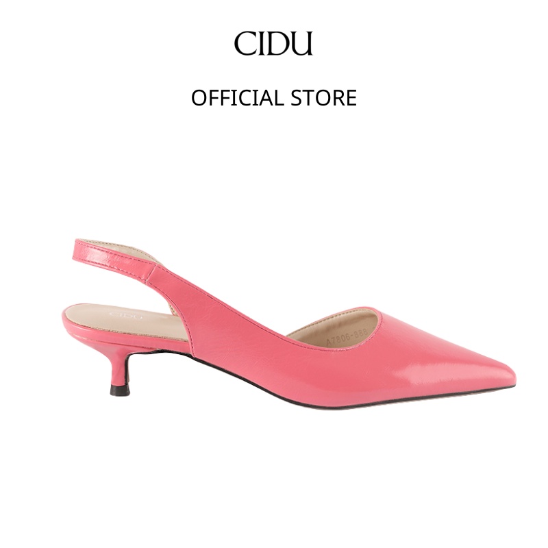 Giày Cao Gót Nữ Da Mịn Chống Trơn Trượt Slingback Ôm Chân Gót Cao 5Cm Dễ Phối Đồ Mặc Quần Mặc Váy Đều Phù Hợp Cidu GN05