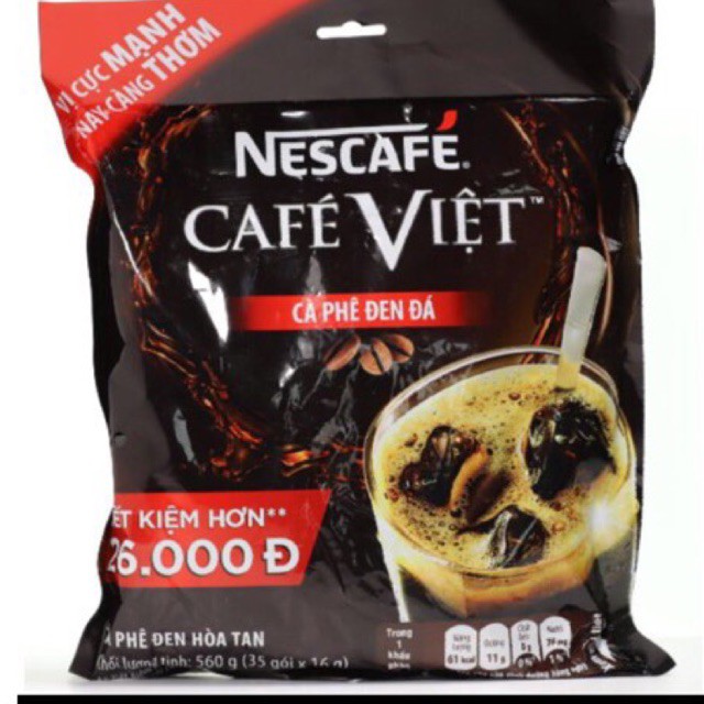 (37 gói; HSD T6/2022) BỊCH NESCAFE CÀ PHÊ ĐEN VIỆT (37 gói x 16g)