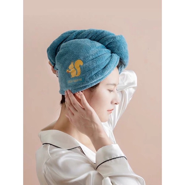 Mũ lông cừu khô san hô mũ phụ nữ dày dặn mũ nhanh khô siêu thấm khăn tắm hai lớp 134