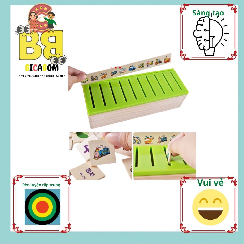 Đồ chơi trí tuệ cho bé 3 4 5 6 7 tuổi bằng gỗ hộp thả hình theo chủ đề Bicabom Bc19