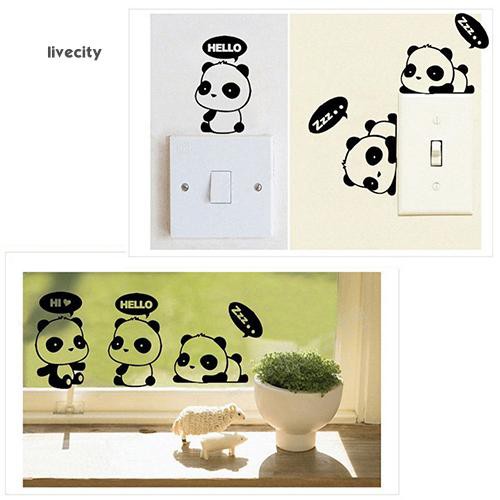 Nhãn dán hình gấu trúc dễ thương cho công tắc điện gia đình | BigBuy360 - bigbuy360.vn