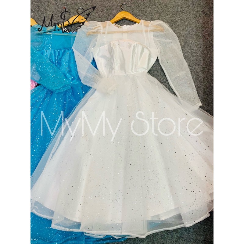 Đầm dự tiệc công chúa tay dài lưới kim tuyến TRIPBLE T DRESS - size M/L - MS138Y