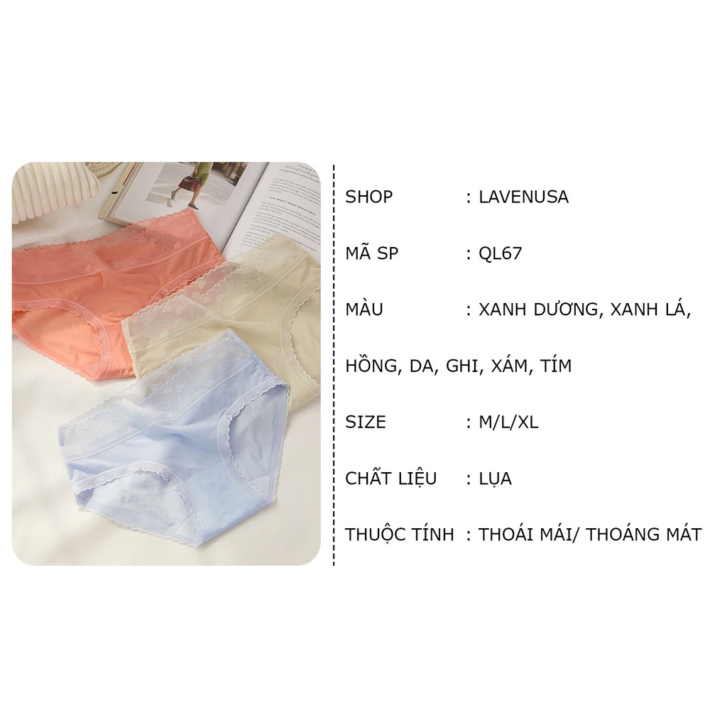 Quần lót nữ lụa tàng hình cạp ren mỏng mịn thoáng khí siêu mát LAVENUSA QL67