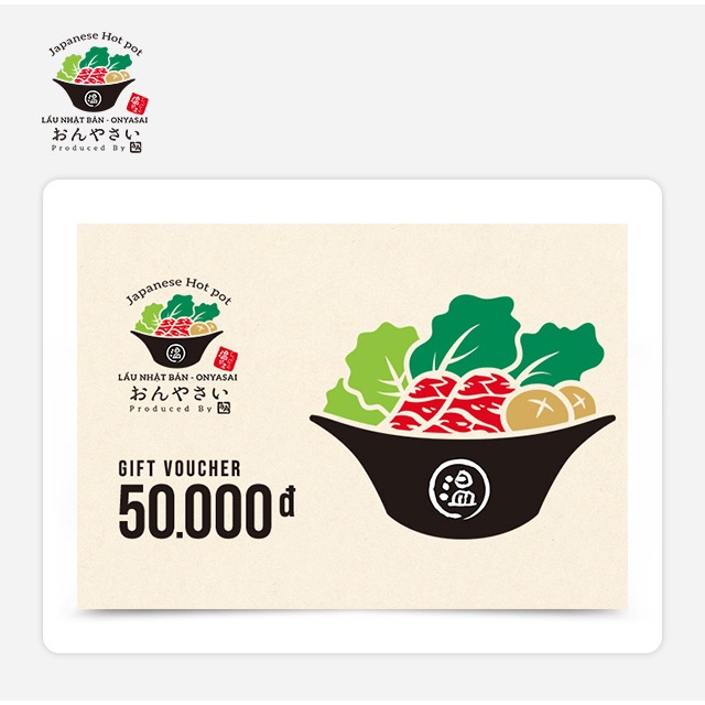 Hồ Chí Minh [Evoucher] Phiếu quà tặng On-Yasai Shabu Shabu 50K