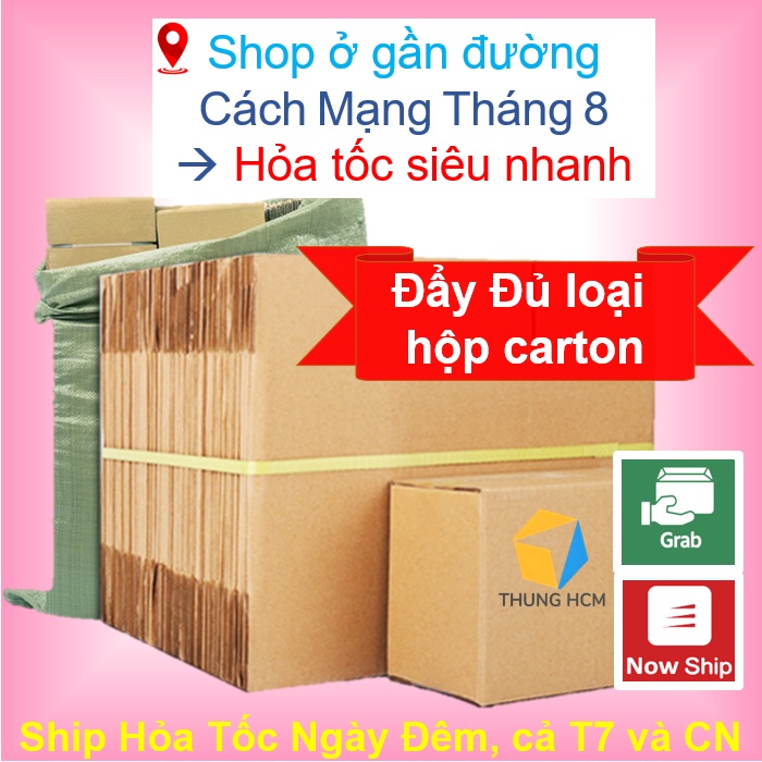 Hộp carton đóng hàng đủ kích thước, hộp giấy gói hàng nhỏ, thùng carton thunghcm