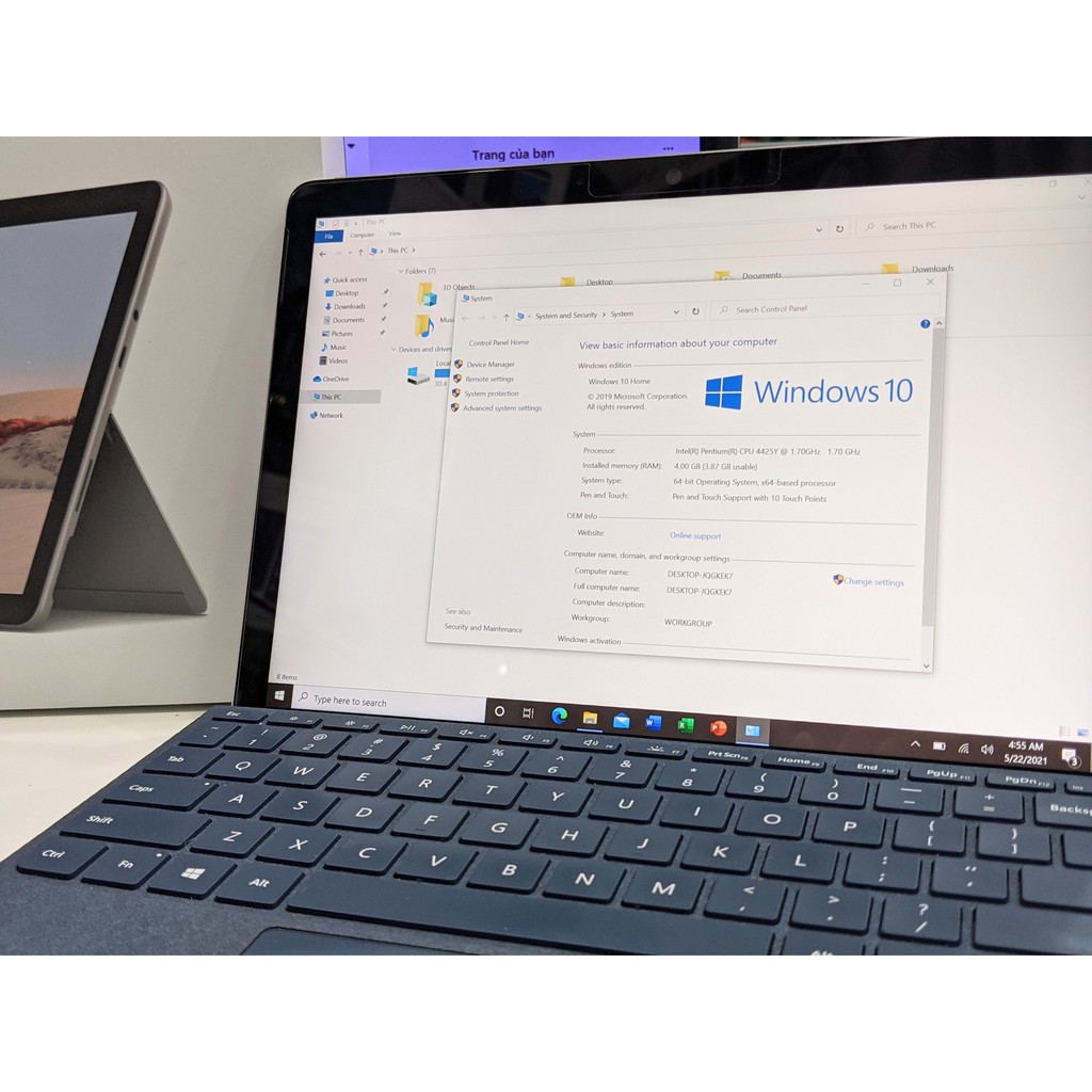 Máy tính bảng Microsoft Surface Go 2 10.5'' Ram 4G SSD 64GB Pentium Gold 4425Y Dòng máy 2 trong 1 Tại Playmobile
