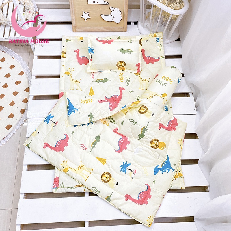 [Tặng kèm túi]Bộ nệm gối cho bé đi học mẫu giáo 80x120cm, vải Thắng Lợi mềm mát, nhiều họa tiết hoạt hình gần gũi thân t