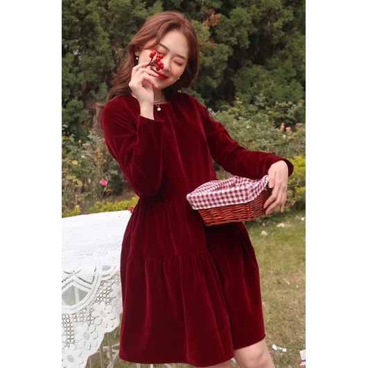 Váy Babydoll Merry Christmas Đỏ Đô