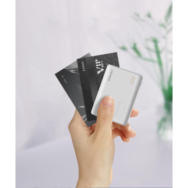 Pin dự phòng 10000mAh, Sạc Romoss Simple10, 3 cổng Input, kích thước nhỏ gọn, tích hợp sạc nhanh, bảo hành 12 tháng