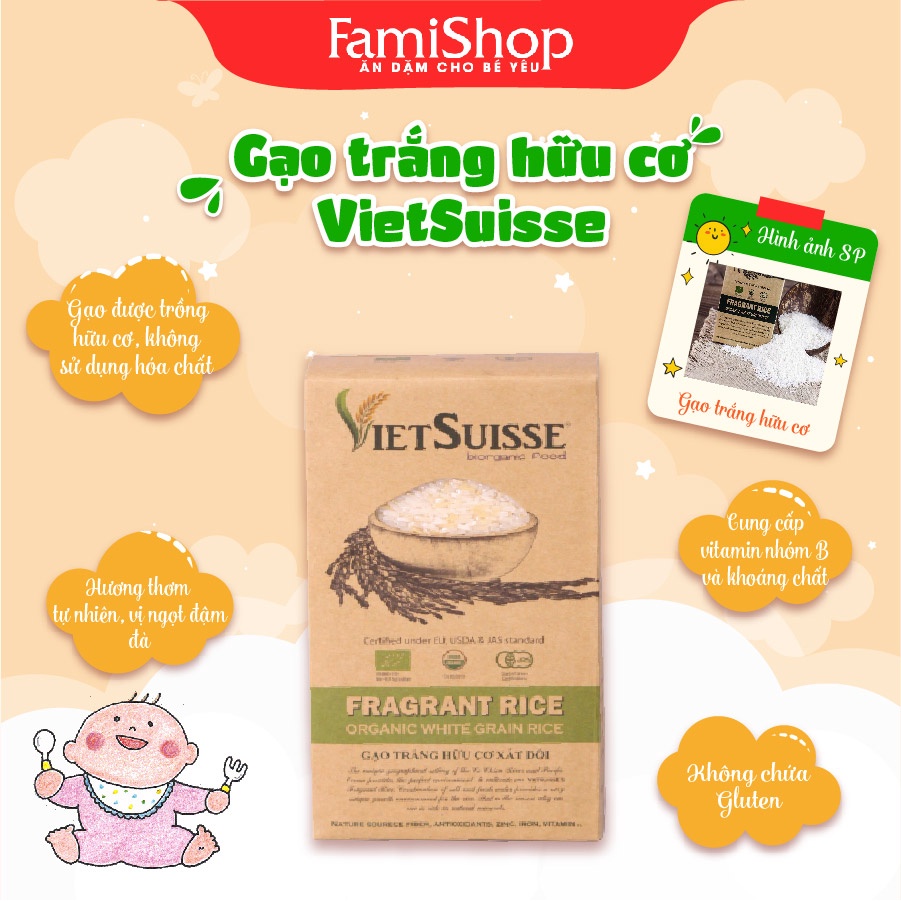 FamiShop Gạo trắng xát dối hữu cơ VietSuisse 1kg