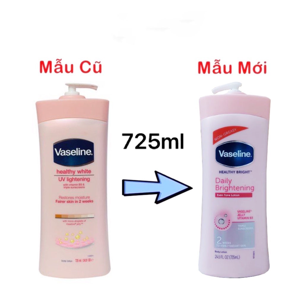 Sữa dưỡng thể Dưỡng thể trắng da Vaseline Healthy white Hồng 725ml