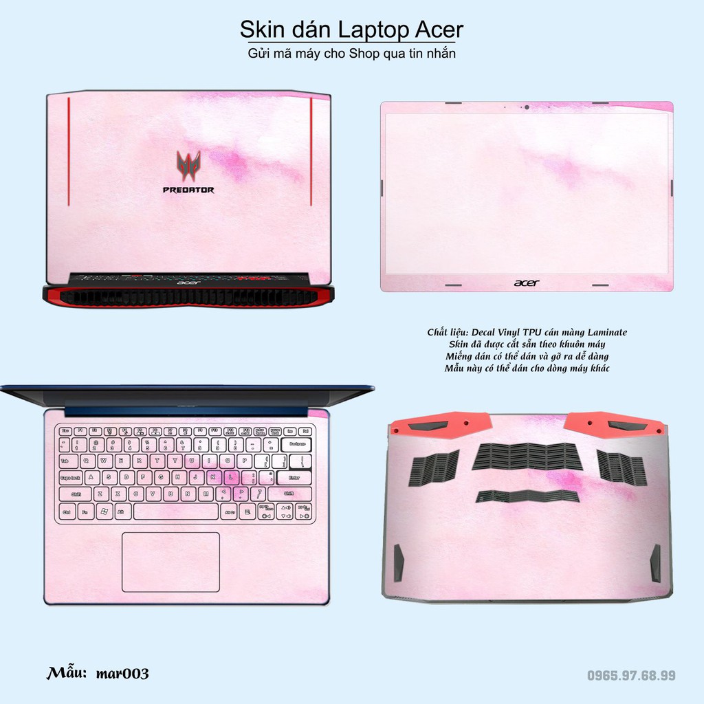 Skin dán Laptop Acer in hình vân Marble (inbox mã máy cho Shop)