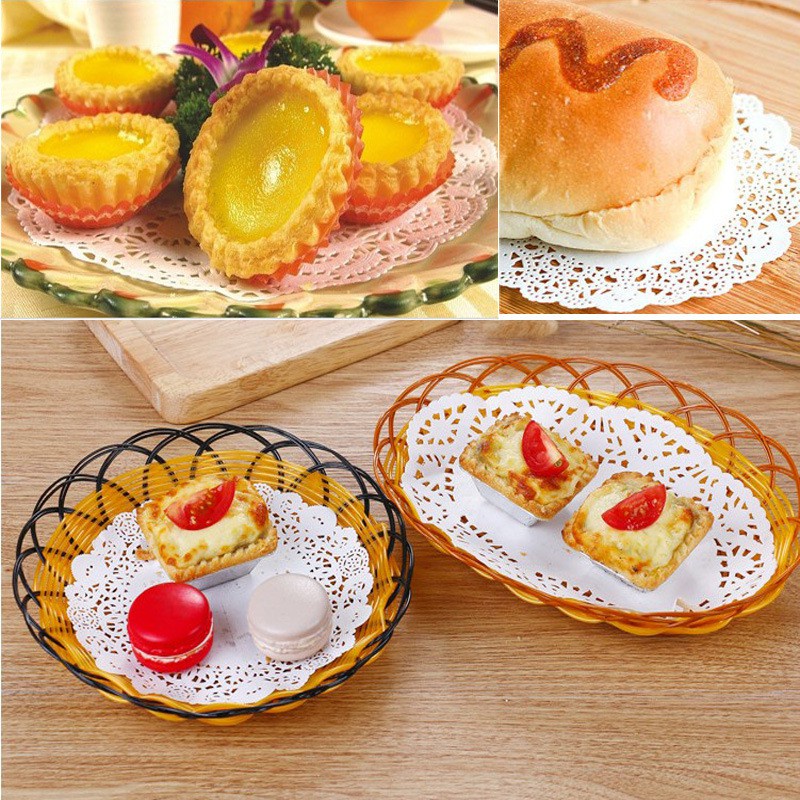 Giấy thấm dầu mỡ hoa văn 140 tờ tròn lót đĩa đựng thực phẩm chiên rán