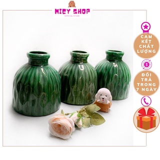 Lọ hoa decor gốm sứ Bát Tràng trang trí đẹp Lọ cắm hoa tươi hoa lụa hoa khô rẻ đẹp nhỏ xinh Màu xanh 20cm