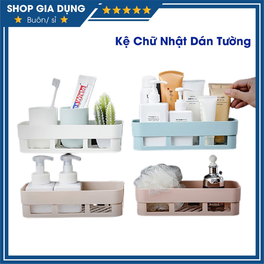 Khay Kệ Nhựa Chữ Nhật Dán Tường Để Đồ Nhà Tắm - Kệ Dán Bao Chắc - Tiện Lợi, Sang Trọng