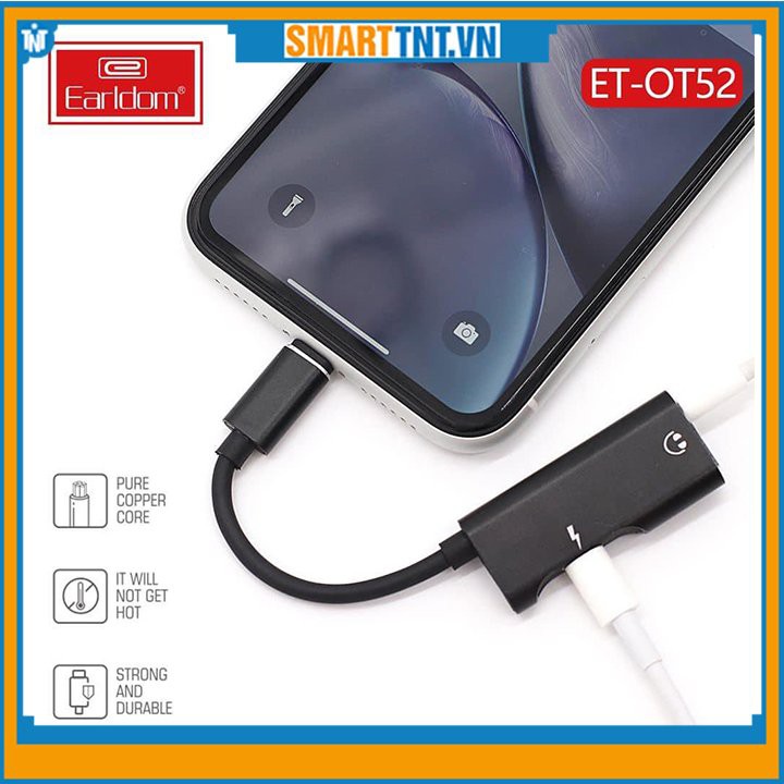 Jack chuyển 2in1 Lightning Earldom OT52 (1 cổng Lightning + 1 cổng 3.5mm) mới