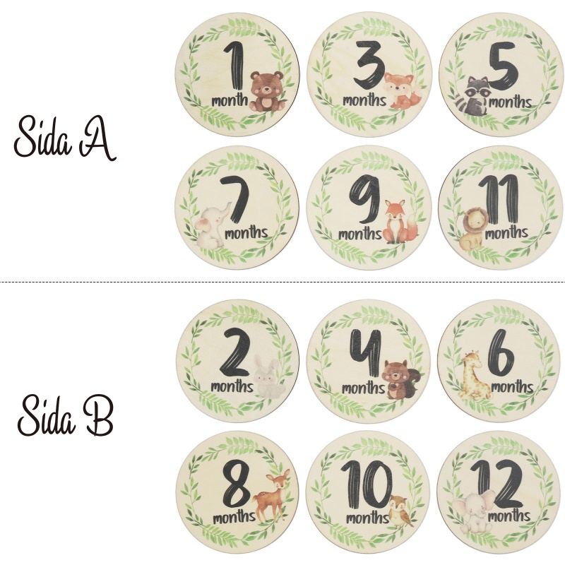Set 6 Tấm Thẻ Ghi Chú Đánh Dấu Cột Mốc Tháng In Họa Tiết Động Vật Hoạt Hình Thủ Công Cho Bé Sơ Sinh