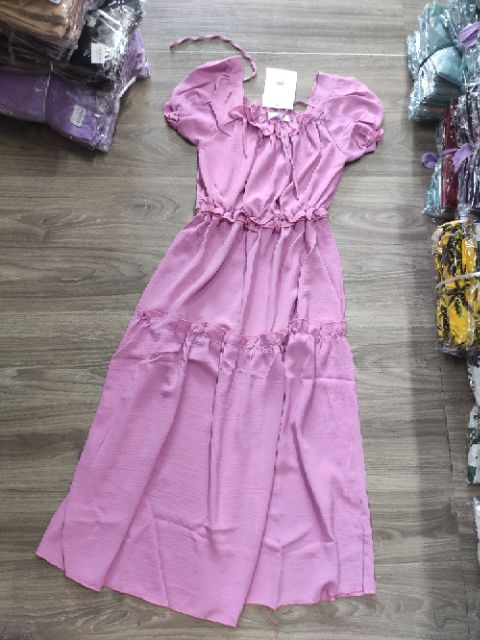 VÁy trễ vai baby doll tầng mặc đc 2 kiểu