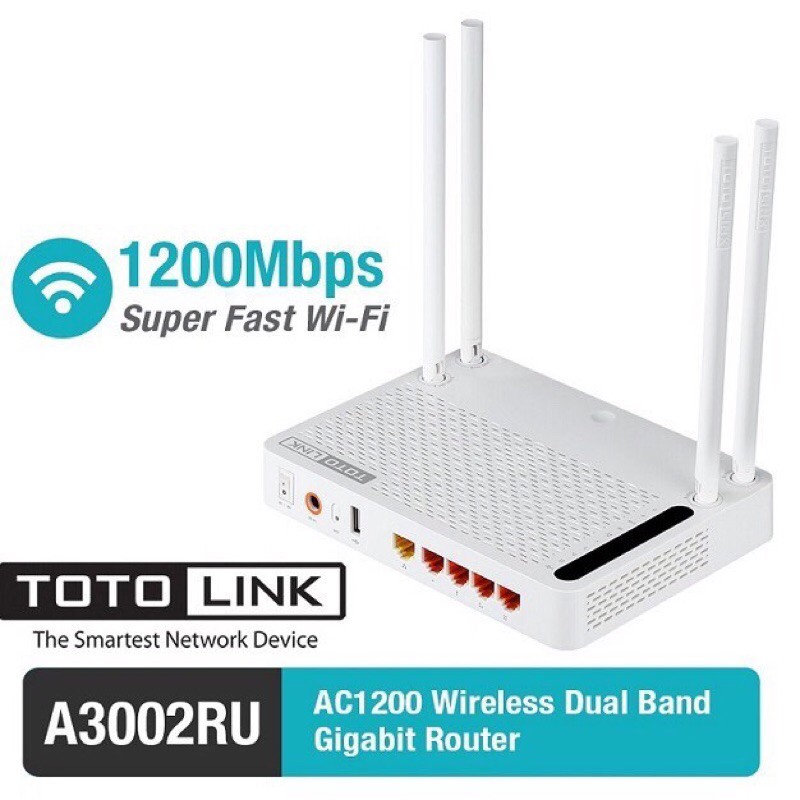 Bộ phát wifi Totolink A3002RU Chuẩn AC 1200Mbps