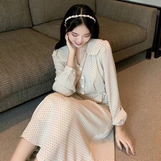 Váy tay dài chấm bi