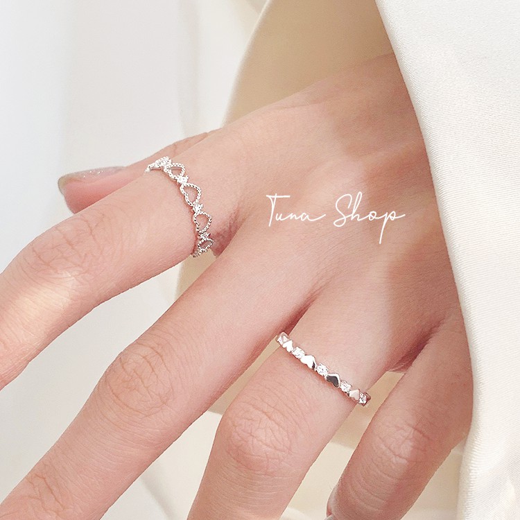 Nhẫn Bạc cao cấp hình trái tim, Nhẫn bạc nữ xinh đơn giản  TUNA SILVER Trang sức Bạc 𝑨̉𝒏𝒉 𝒕𝒉𝒂̣̂𝒕 𝑪𝒂𝒎 𝒌𝒆̂́𝒕 𝒄𝒉𝒖𝒂̂̉𝒏 𝑩𝒂̣𝒄
