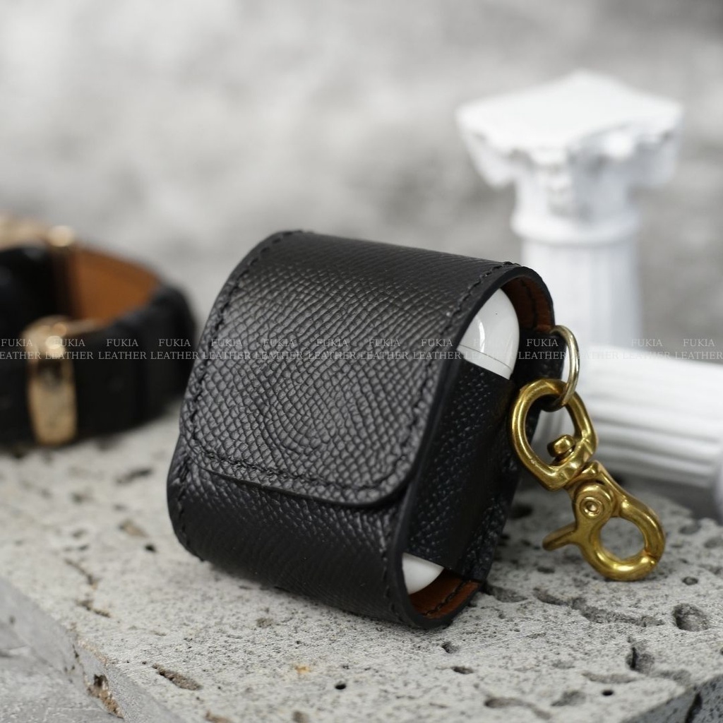 Vỏ AirPods da thủ công Epsom Đen dành cho AirPods 1/ AirPods 2/ AirPods Pro ADTC101