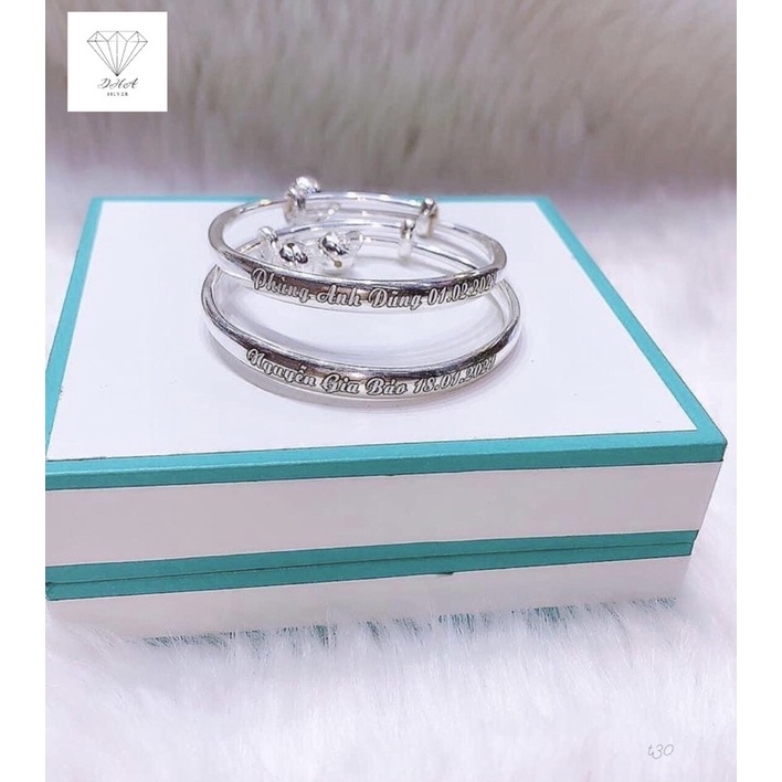Lắc tay trẻ em bạc ta khắc tên theo yêu cầu cho trẻ em-DHA STORE TRANG SỨC BẠC UY TÍN