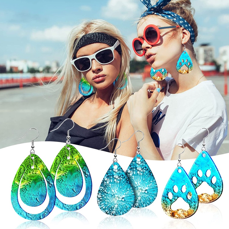 Set 113 Khuôn Nhựa Làm Bông Tai Hình Giọt Nước Gắn Sau Lưng