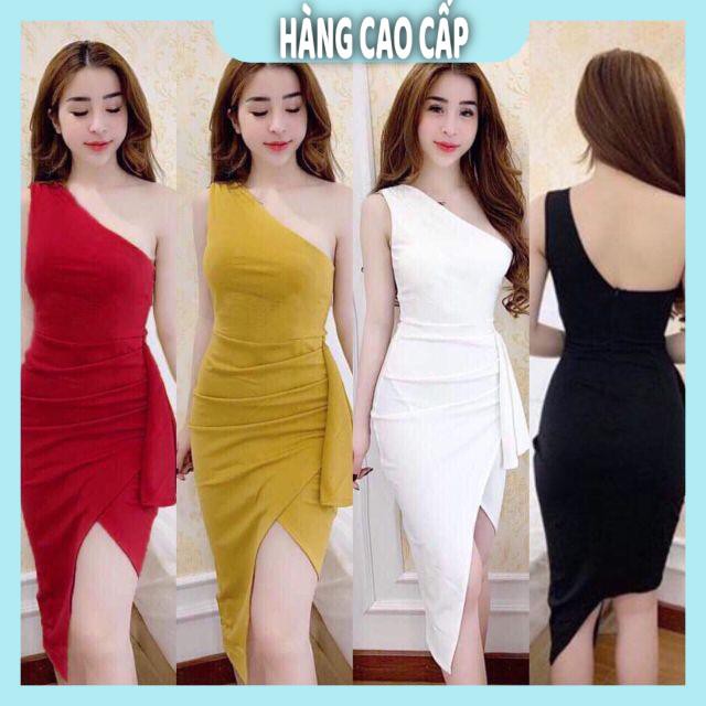 Đầm Nữ - Đầm body lệch vai xếp ly bèo eo sang chảnh (HÀNG SIÊU ĐẸP) | BigBuy360 - bigbuy360.vn