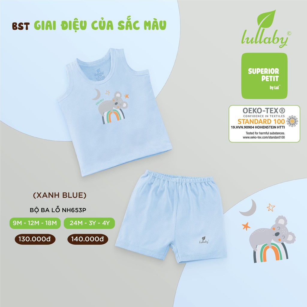 [LULLABY] Bộ ba lỗ sát nách cho bé trai bé gái, quần áo trẻ em hãng Lullaby - NH653P - BST XUÂN HÈ 2021